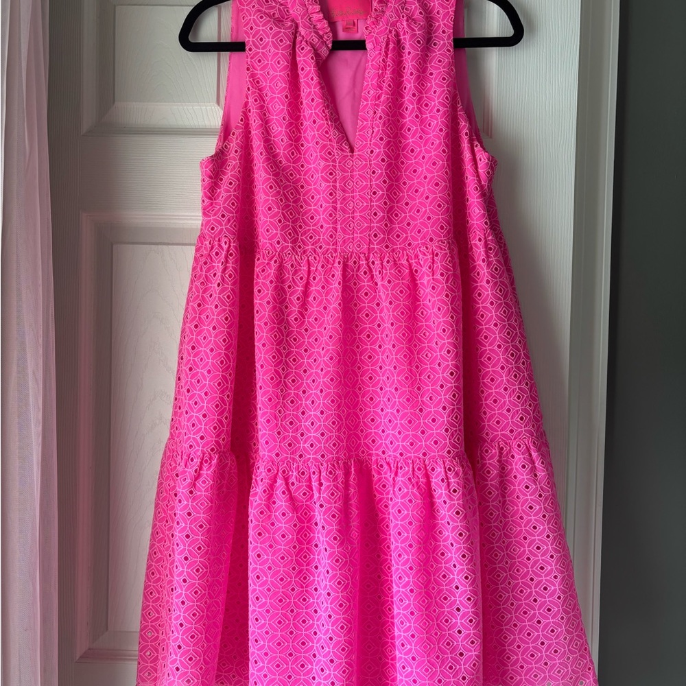 Lilly Pulitzer bright pink eyelet dress